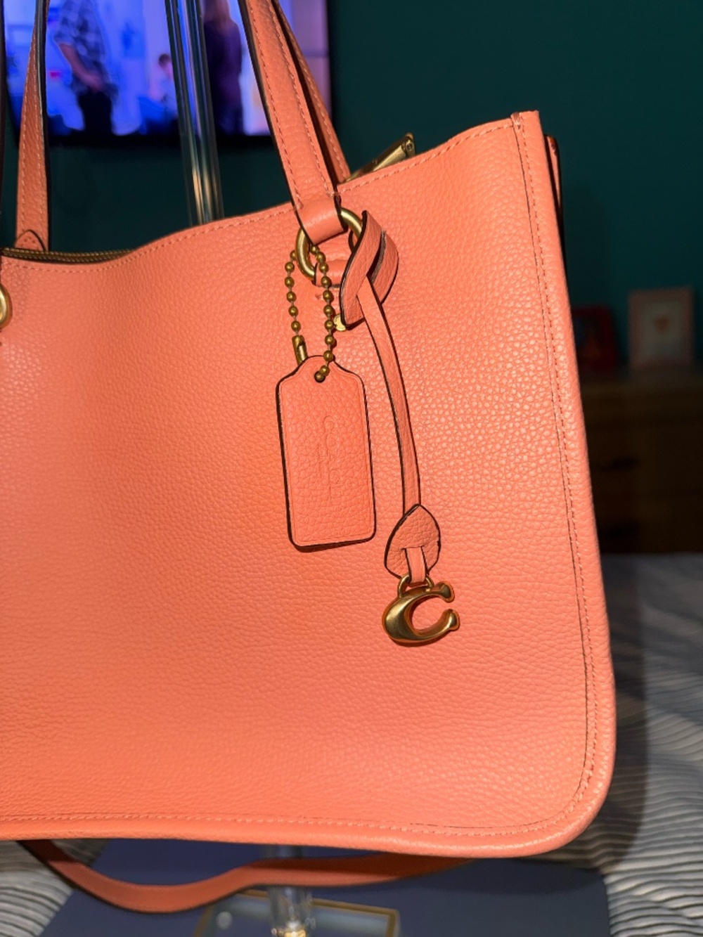 Coach Tyler Carryall Handbag Brass Light Coral Leather, NWOT! - Picture 5 of 8
